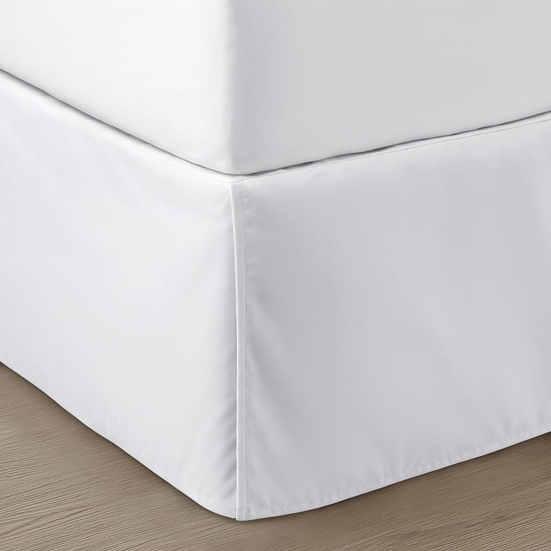 SGI Bedding 18 inch Drop Bed Skirt King Size - Platform Style with Secure Fit, Classic Tailored Look, Elegant Pleated Style Dust Ruffle, Split Corners, Wrinkle Resistant Microfiber - White - Image 1